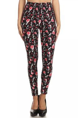 Nail Polish with Heart Love Print Leggings. Buttery One Size 2-12